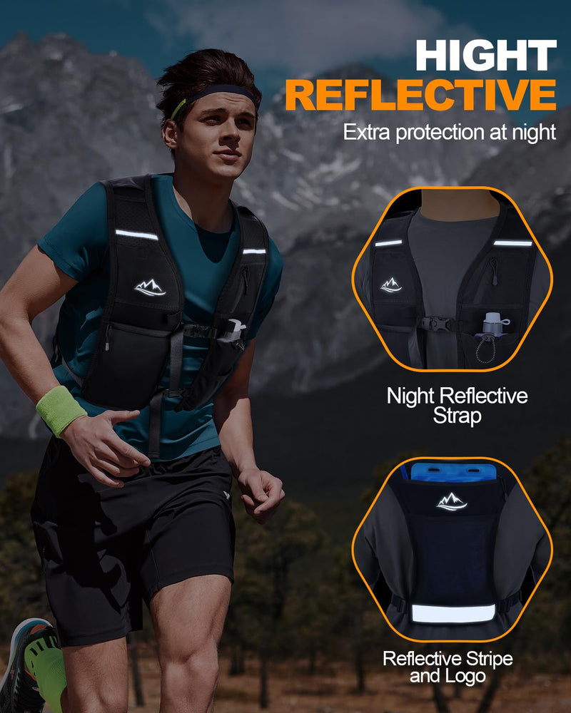 Running Vest for Women Men, Reflective Hydration Vest with Adjustable Waistband & Phone Pocket, Lightweight Breathable Running Water Vest for Jogging Hiking Trail Cycling and Marathon Race Medium - BeesActive Australia