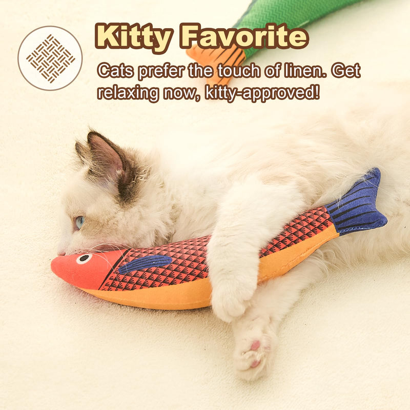 Jiupety Cat Toys Saury Fish 3 Pack Cat Chew Sound Toys Bite Resistant Catnip and Toys Cat Kicker Toy Interactive Kitten Cat Toys for Indoor Cats 9.4 Inches - BeesActive Australia