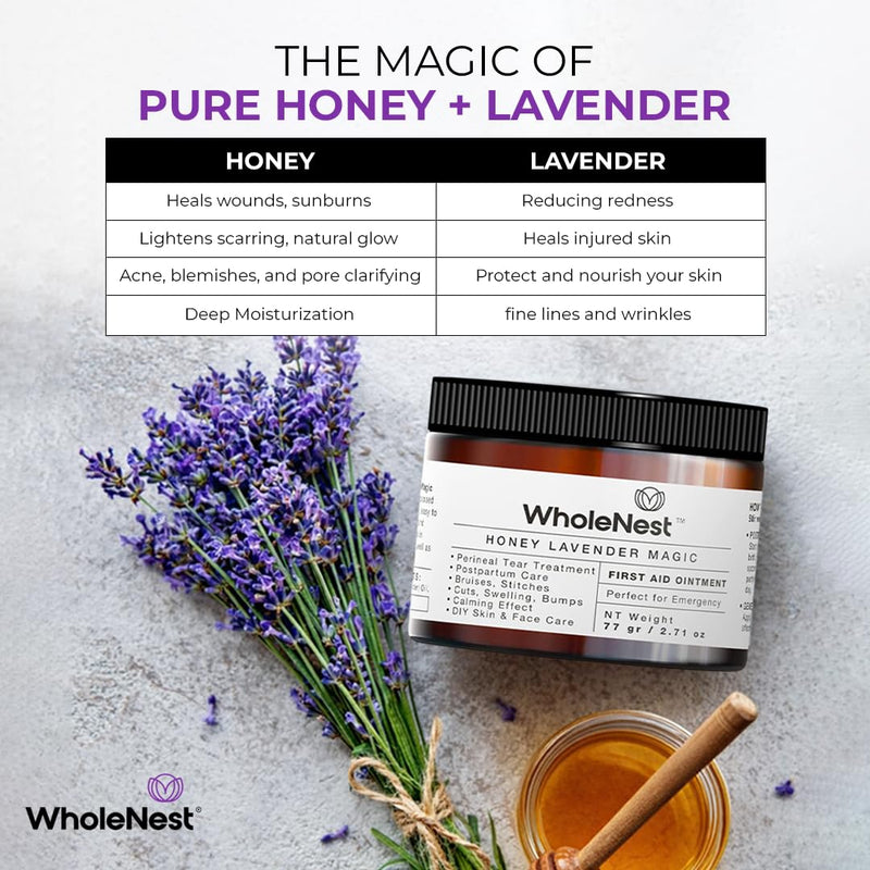 Honey Lavender Perineal Balm | Multi-Purpose Natural Healing Balm | Ideal for Postpartum, Kitchen Burns, Ingrown Toenails & After-Birth Recovery | Gentle Botanical Family Care – 2.71 oz