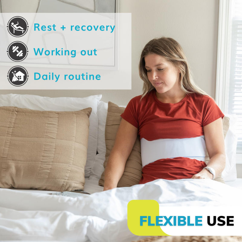 BraceAbility Rib Injury Binder Belt - Universal Brace for Women, Broken, Fractured, or Cracked Ribs, Cage Compression Wrap for Bruised Support, Sternum Injury Recovery (Fits 36”-58”) Universal Female