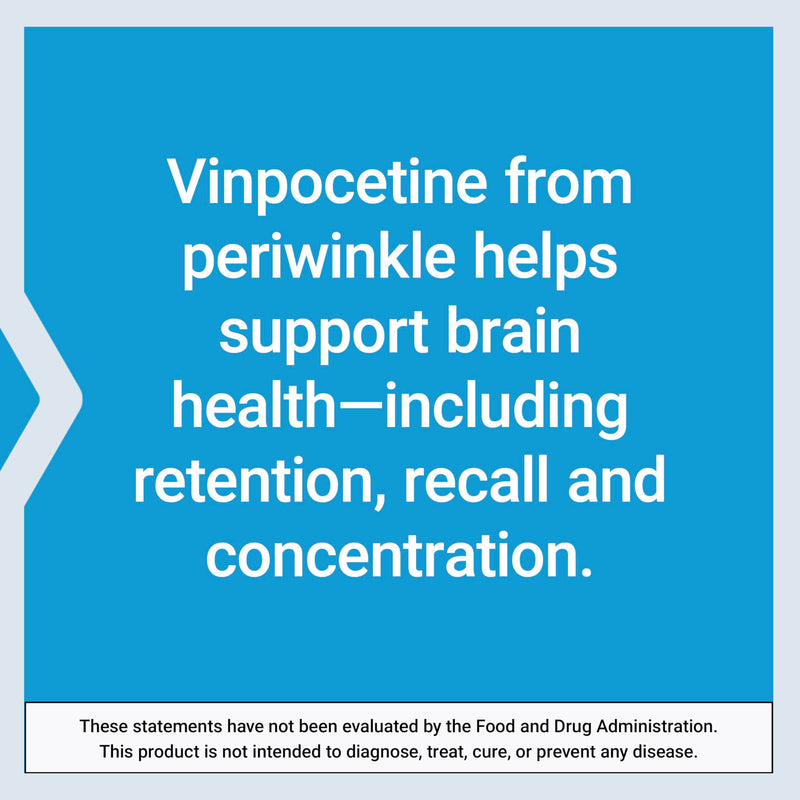 Life Extension Vinpocetine, derived from Periwinkle Plant, Concentration and Memory, Gluten-Free, Non-GMO, Vegetarian, 100 Tablets | Periwinkle-Derived Extract for Concentration & Memory Support, Gluten-Free, Non-GMO & Vegetarian Formula