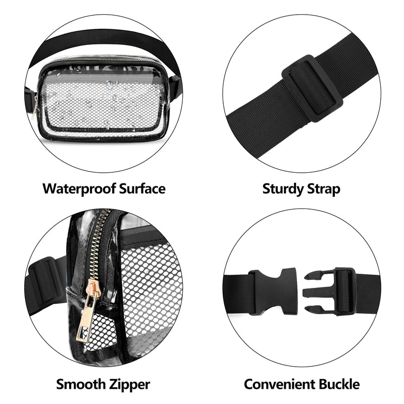 Clear Fanny Pack Crossbody Bag For Women And Men Belt Bag Gift For Women Bum Bag with Adjustable Strap for Sports Clear Mesh Light Blue Clear Fanny Pack With Mesh