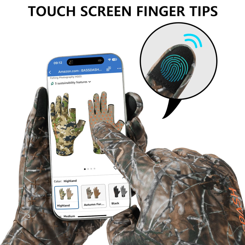 BASSDASH Unisex Fleece Liner Lightweight Camo Hunting Gloves Touchscreen Warm Gloves for Fishing Photography HG07 Autumn Forest Medium - BeesActive Australia