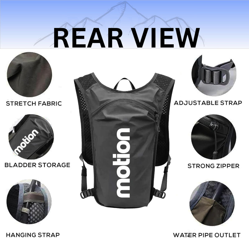 Running Hydration Vest for Men Women, Lightweight Reflective Hydration Backpack with 1.5L Water Bladder Bag for Hiking, Running, Cycling Black Regular Size + 1.5 ltr Water Bladder
