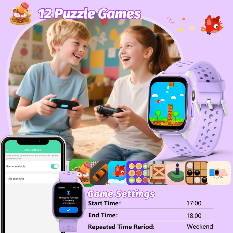 meoonley Kids Watch with 140 Sports Modes, 1.5" Kids Fitness Tracker, Girls Smart Watch, No APP/Phone Required, Sleep Monitor, Heart Rate, Puzzle Games, IP68 Waterproof,Gifts for Girls Teens Aged 6-15 Purple