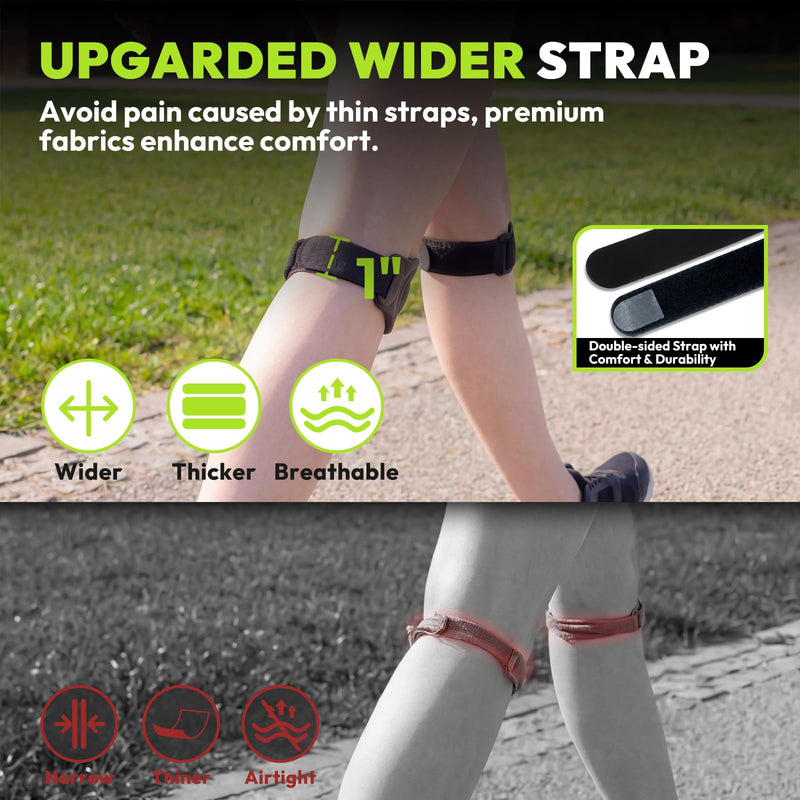 Patellar Tendon Support Strap, Silicone Knee Brace for men women, Adjustable Patella Band Support Pain Relief, Fit Hiking, Running, Basketball, Jumpers Knee, Osgood Schlatter, 2 Pack Black, 2 PCS Silicone Patella Straps - BeesActive Australia