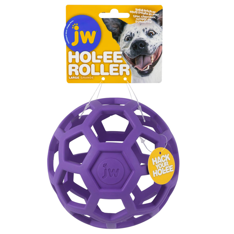 JW Pet Hol-ee Roller Dog Toy Puzzle Ball, Natural Rubber, Large (5.5 Inch Diameter), Colors May Vary Assorted - BeesActive Australia