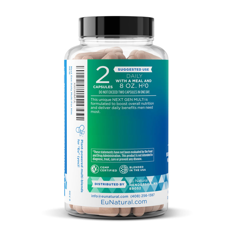 Eu Natural Multivitamin for Men, 26 Essential Ingredients, 60 Veg Capsules | Advanced daily nutrition with 26 essential ingredients to support men's health & vitality
