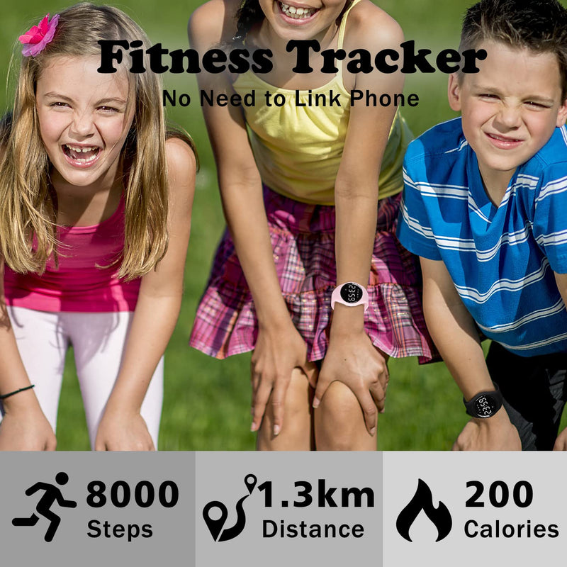 BEN NEVIS Kids Watch, Digital Watch for Boys Girls, Sport Watch with Fitness Tracker, Alarm Clock, Stopwatch, No App and Waterproof, Watch for Kids Ages 5-12 008-Black-F