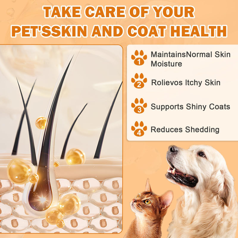Wild Alaskan Salmon Oil for Dogs & Cats, Fish Oil Omega 3 Supplements with EPA & DHA, Support Skin & Coat, Itchy Relief, Immune, Joints & Heart Health, 8 oz