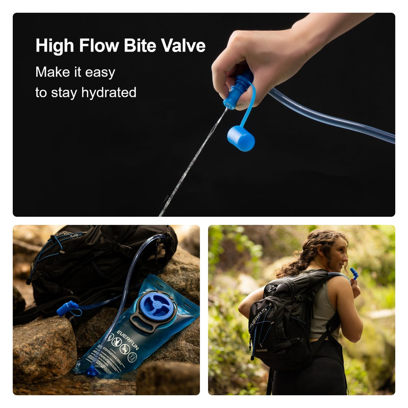 EVERFUN Hydration Bladder 2L/3L Water Reservoir for Hiking Backpack, Leak Proof Water Bladder with Detachable Hose & High Flow Ergonomic Bite Valve, Water Pouch for Cycling, Running 3 L / 100 oz