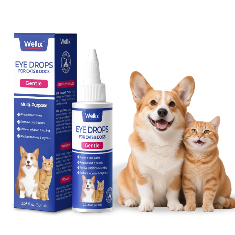 Wellix PET Dog Eye Drops, Eye Drops for Dogs&Cats, Dog Eye Infection Treatment to Soothe Eye Allergy, Soothe Dry Eyes Pink Eyes, Dog Tear Stain Cleaner-60ml 60 ml