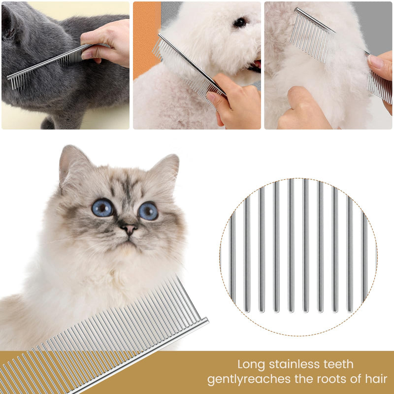 Cat and Dog Grooming Comb, Stainless Steel, Removes Hair and Fleas, Silver