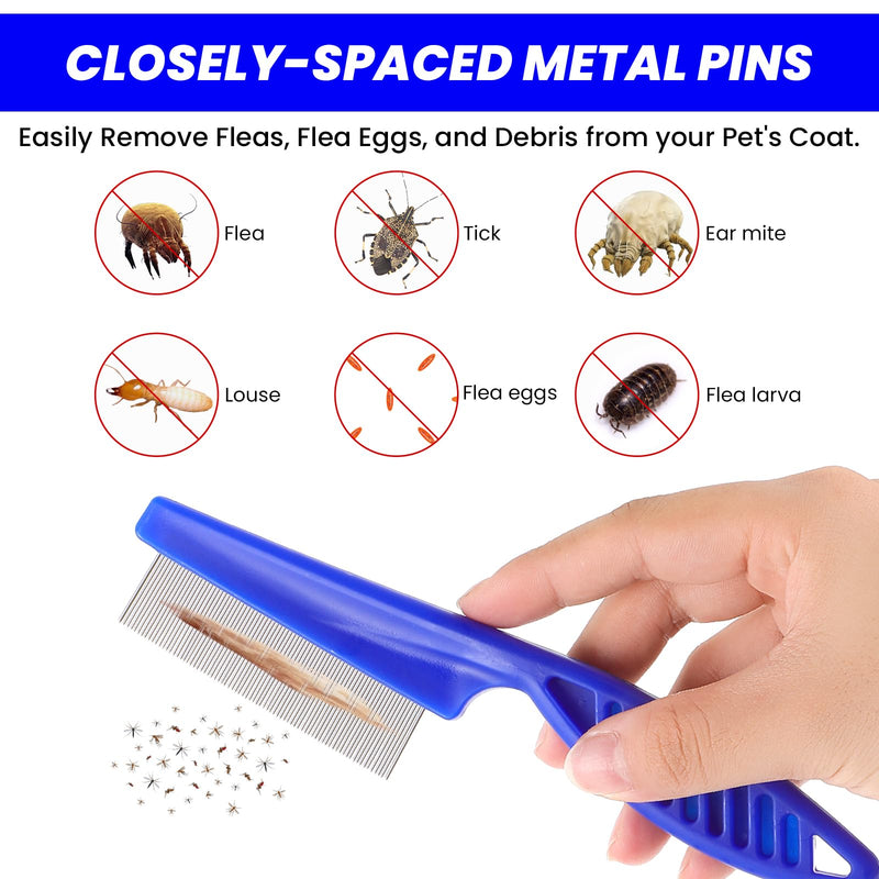 4Pcs Pet Hair Comb Tear Stain Removal, Flea Comb for Dogs, Removes Crust, Mucus, and Stains, 2 in 1 Dog Comb for Small Dogs and Puppies, Stainless Steel Grooming Massage Double Sided Comb