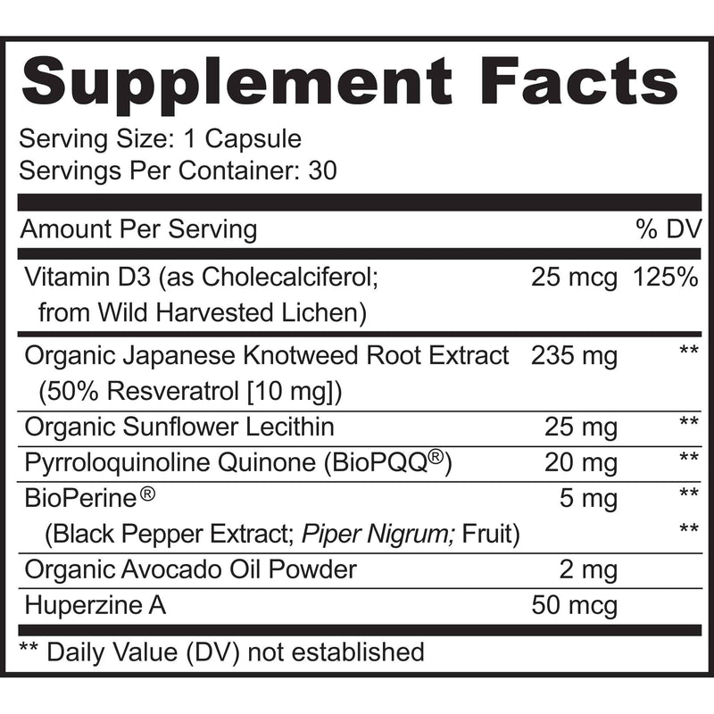 PQQ MITORESTORE Brain Supplements for Memory and Focus - Mitochondria Supplement with BioPQQ 20mg - Purest Form NOT Chemically Synthesized, Cognitive and Heart Support - 30 Vegan Capsules, Non GMO