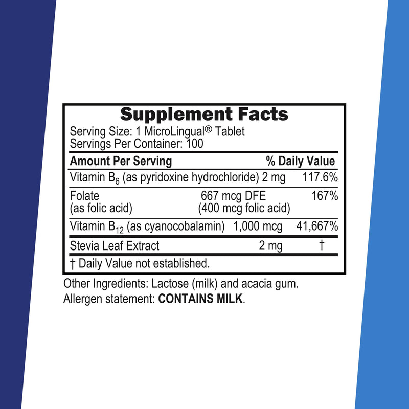 Superior Source No Shot Vitamin B-12 Cyanocobalamin 1000 mcg, B-6, Folic Acid 400 mcg - Support Brain & Heart Health - Aids Natural Energy Levels - 100 Sublingual Dissolving Tablets Unflavored 100 Count (Pack of 1)