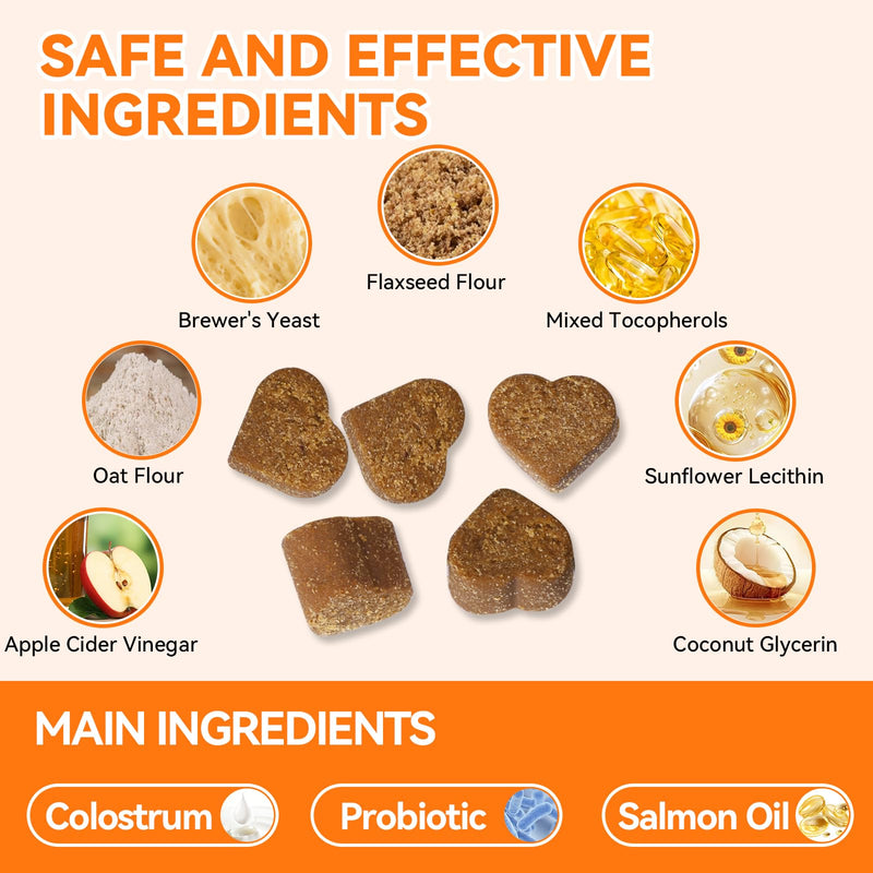 Dog Allergy Chews, Dogs Allergy Relief Chews for Paw Ears Eyes Itchy Skin Coat Supplement, Dog Itching Relief with Probiotics & Colostrum for All Breeds & Sizes Salmon 90 Count