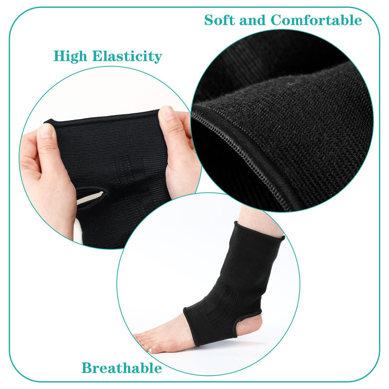 Geyoga 2 Pairs Muay Thai Ankle Support Compression Ankle Sleeve Boxing Foot Braces for Men Breathable Women Foot Wraps Support for Martial Arts Kickboxing Gym Running, L Size(Black) Black - BeesActive Australia