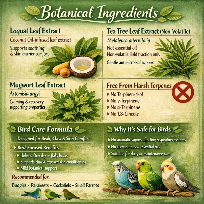 RONDURE Avian Beak Oil & Claw Balm – Bird Moisturizer Care for Dry Beak, Feet & Claws, Gentle Skin Care for Budgies, Cockatiels & Parrots, 2.6 oz