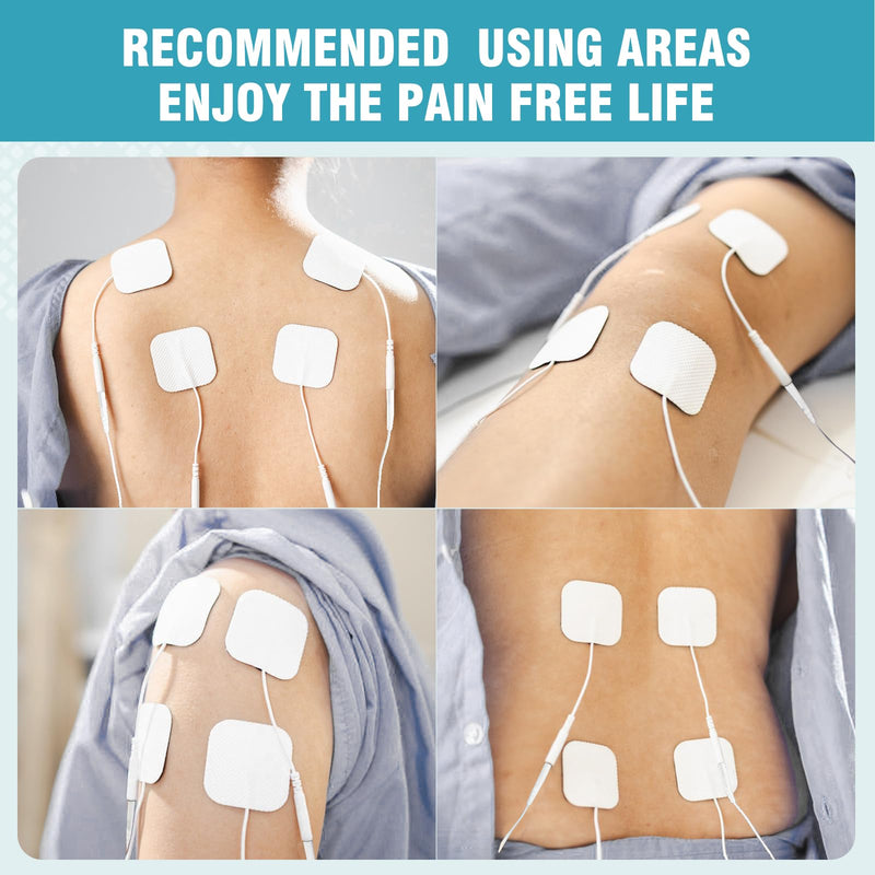 72-Pack TENS Unit Pads (2"x2"), Reusable Self-Adhesive Electrodes Pads with 0.2mm Connector, Latex-Free, Hypoallergenic & Compatible with TENS/EMS 72-Pack - BeesActive Australia
