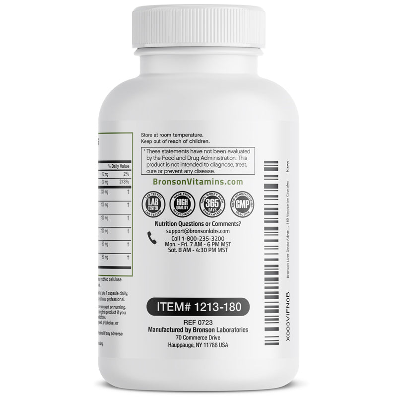 Bronson Liver Detox Advanced Detox & Cleansing Formula Supports Health Liver Function with Milk Thistle, Dandelion Root, Turmeric, Artichoke Leaf & More, Non-GMO, 180 Vegetarian Capsules Unflavored 180 Count (Pack of 1) - BeesActive Australia