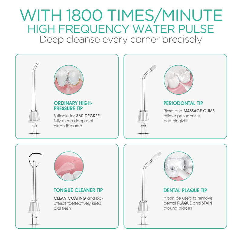 VOYOR Water Flosser Oral Irrigator Cordless Rechargeable Dental Water Jet Flosser with 3 Working Modes, IPX7 Waterproof for Teeth, Brace, Bridges Care WF200 (Gray) Gray