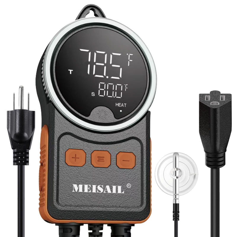 Temperature Controller can be Used for aquaculture, Plant mat Heating, Reptile Thermostat, with Load line Over-Temperature Protection and Dual Sensor auto-Safety Calibration MS-60A - BeesActive Australia