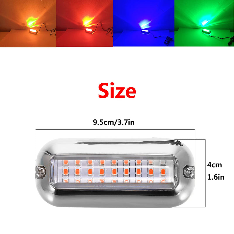 2Pcs 27 LEDs Marine Light, IP68 Waterproof Underwater Boat Light for Pontoon Transom Stern Navigation & Interior Deck, 10-30V DC Amber - BeesActive Australia