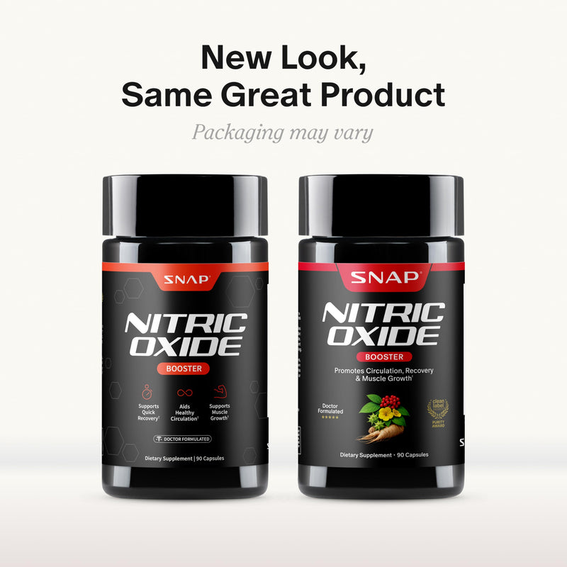 Snap Supplements Nitric Oxide Booster for Men & Women, 90 Vegan Capsules | Nitric Oxide Supplement, L-Citrulline + 3 Forms of L-Arginine for Stamina, Endurance & Circulation, Caffeine-Free Pre-Workout 90 Count (Pack of 1)
