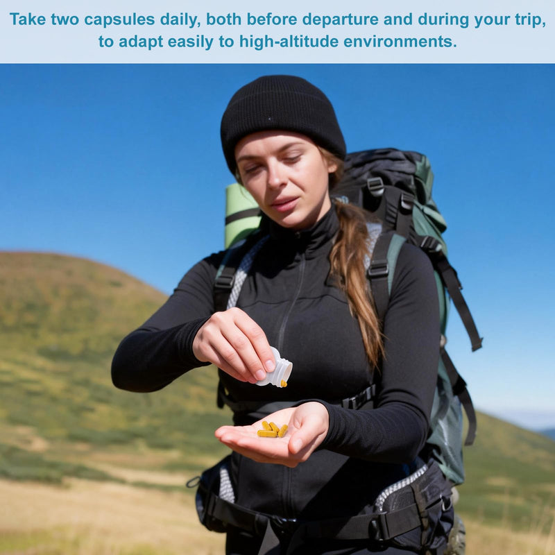 Altitude Sickness Prevention - Altitude Pills for Ski, Hike & Mountain Trips - with Vitamin C & Ginkgo Leaf Extract for Oxygen & Energy Balance, 100 Capsules