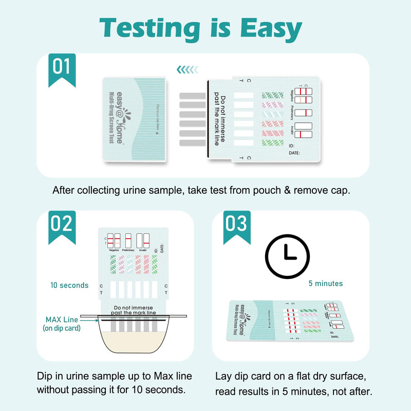 Easy@Home 6 Panel Drug Test Kit - 10 Pack Urine Drug Tests, Testing Marijuana (THC), AMP, BZO, COC, MET, OPI 2000, at Home All Drugs Screening Test Kit, #EDOAP-264 10 Count (Pack of 1) - BeesActive Australia