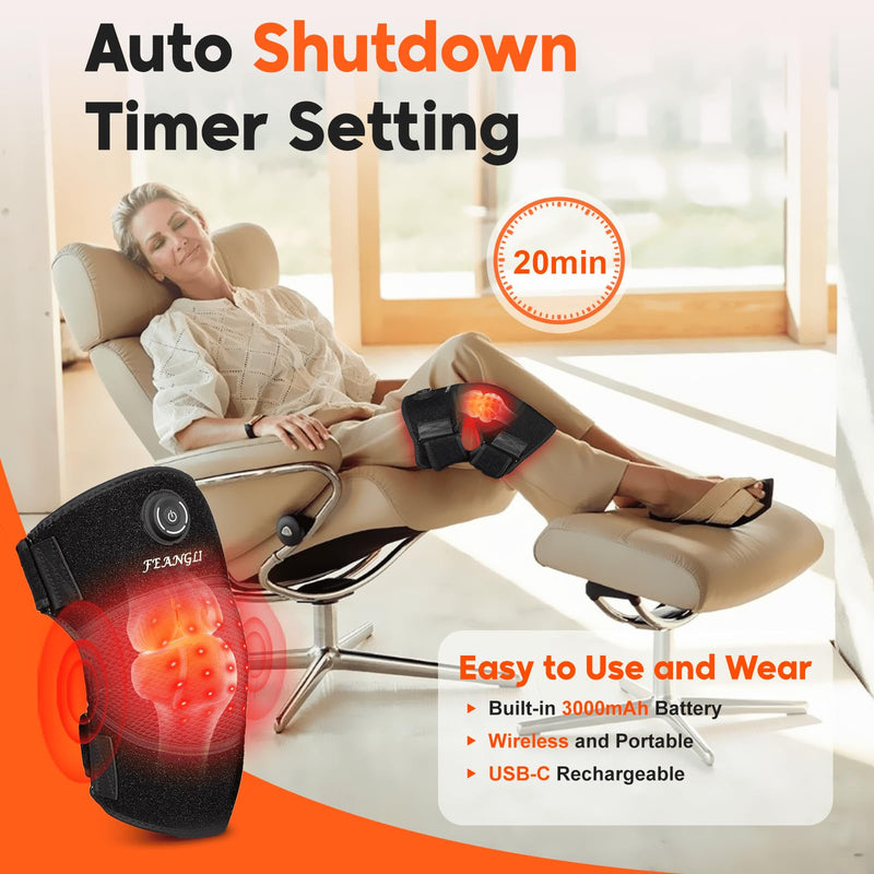 Red Light Therapy for Knee Brace Heated Knee Wrap for Pain Relief, Cordless Infrared Light Therapy for Body/Joint/Shoulder, Heating Pad for Knee, Gifts for Women Men - BeesActive Australia
