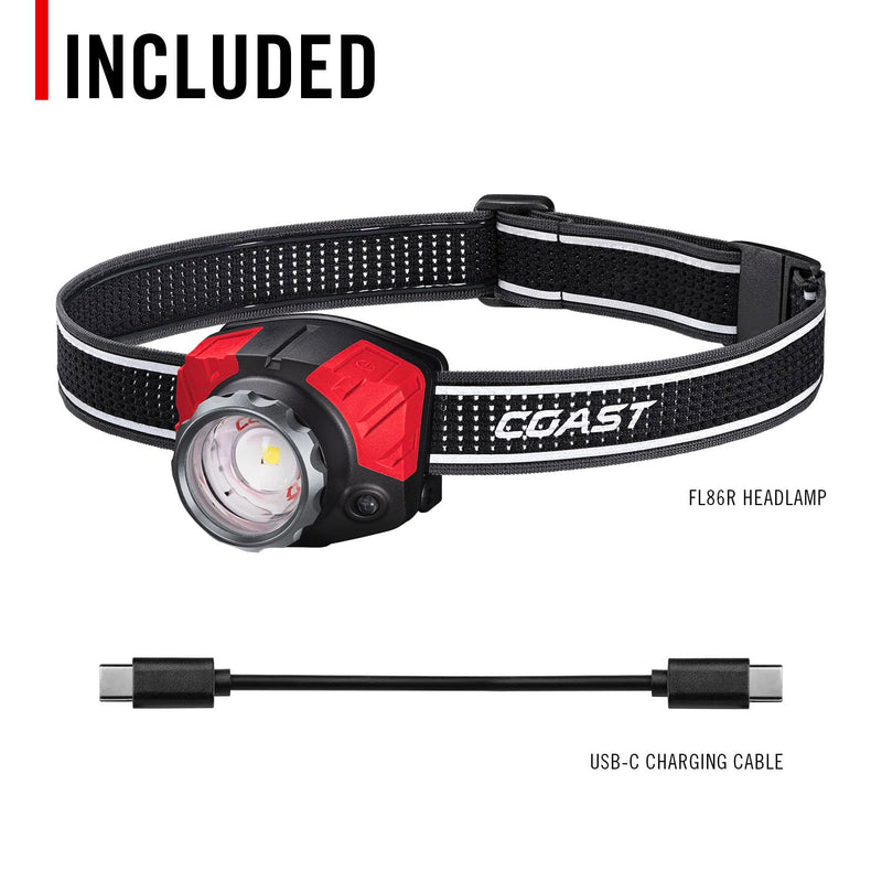 Coast® FL85R 1000 Lumen Tri-Color (White/Red/Green) Focusing Rechargeable LED Headlamp, Built-in Rechargeable Battery Built-In Battery - BeesActive Australia