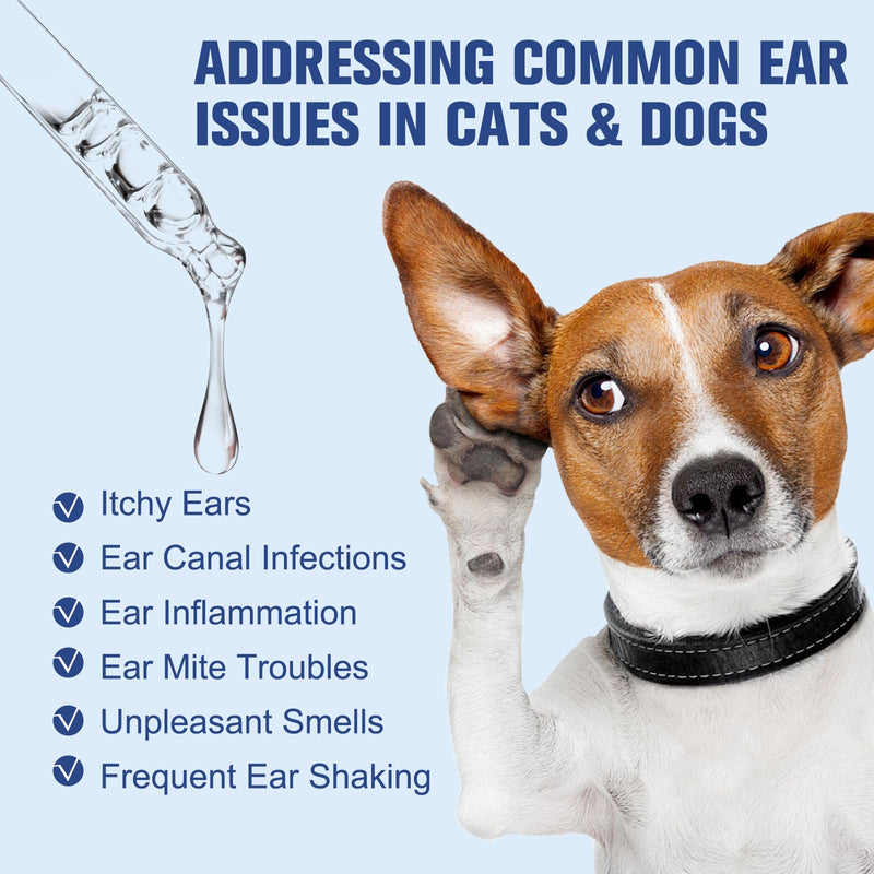 BARAVI Clean Aura Ear Cleaner for Dogs & Cats, 3.38 fl oz (100ml) Natural Formula Nourish & Soothe Pet Ear Care (Blue, S) Blue