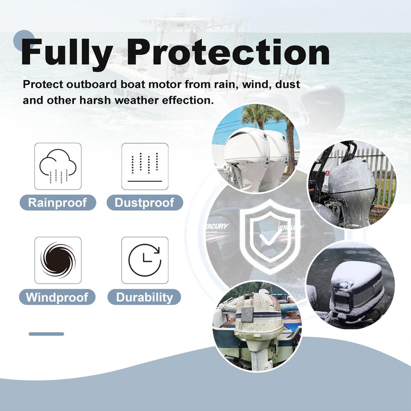 Explore Land Outboard Motor Cover - Waterproof and Fade Resistant 600D Heavy Duty Boat Engine Hood Covers - Fit for Motor 115-225 HP, Blue - BeesActive Australia