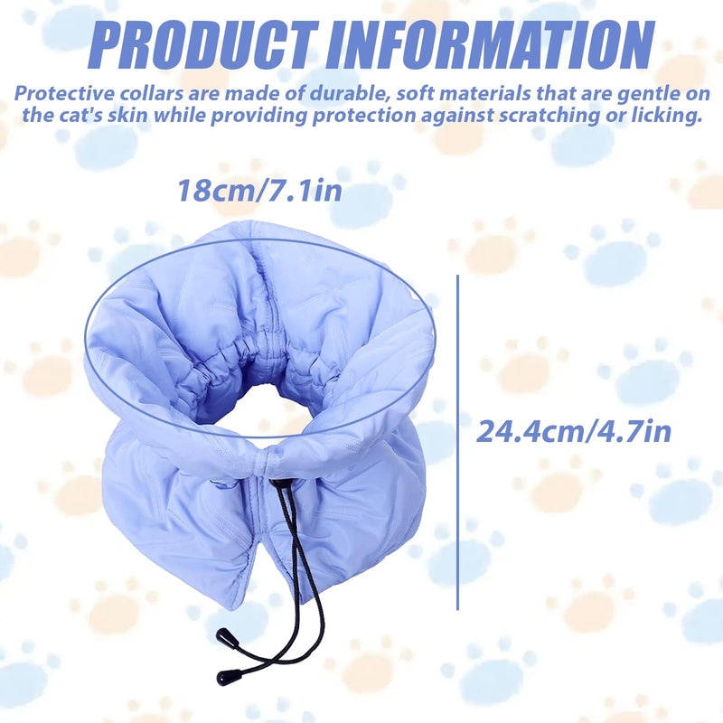 WIYETY Cat Neck Collar Adjustable Recovery Collar: Foldable Soft Protective Collar Cat, Cat Collar for Licking Wounds, Cat Collar for After Surgery and Injuries (Blue, S) - BeesActive Australia