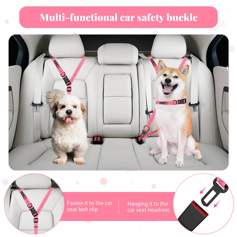 Hands Free Dog Leash Heavy Duty, Multifunctional Adjustable Hands Free Dog Leash Durable Reflective Stitches Hands Free Leash with Car Safety Buckle Waist Leash for Dog Walking Running Hiking 5-7FT Pink - BeesActive Australia