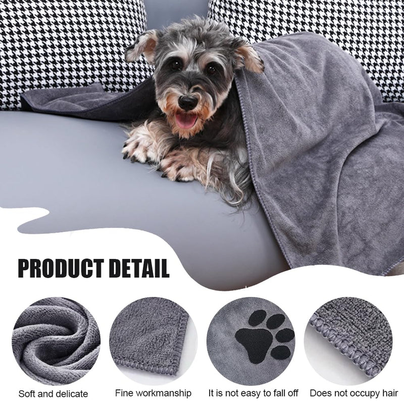 Bieiyhe Pack of 2 microfibre dog towels, dog towels, extra absorbent, quick-drying pet towels, bath towels for cats, dry towels for dogs, dog towels for small ones, 40 x 80 cm, gray and coffee - BeesActive Australia
