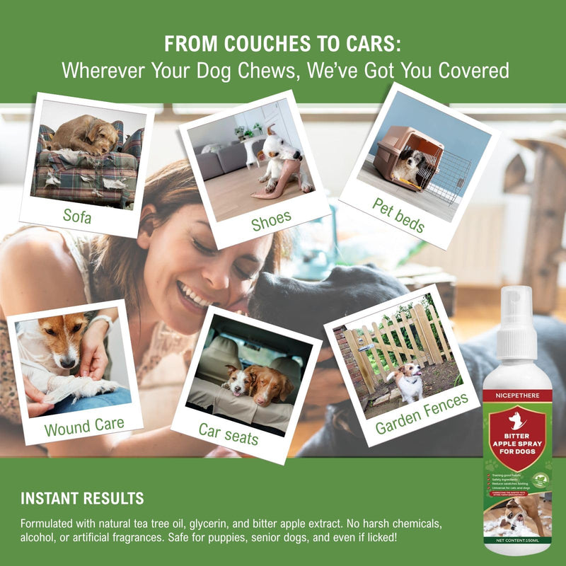 No Chew Spray for Dogs,Bitter Apple Spray for Dogs to Stop Chewing,Can Effectively Protect The Safety of Furniture,Plant,Shoes, Etc,Safe for People and Pets,Alcohol-Free, Indoor/Outdoor Use,150ML