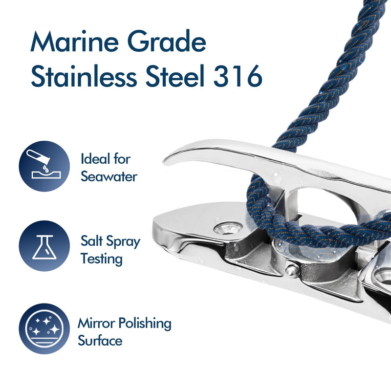 Stainless Steel Boat Cleat, 4.5" / 6" Marine Grade 316 Folding Cleats with Backing Plates, Flip Up Cleat for Dock Kayak Sailboat Yachts 4.5" 4 Pack - BeesActive Australia