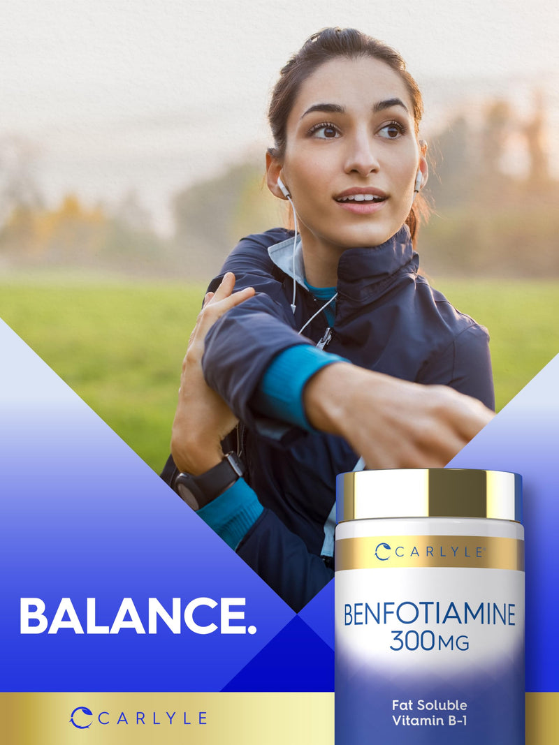 Carlyle Benfotiamine 300mg | 90 Capsules | Fat Soluble Vitamin B1 Thiamine | Vegan, Non-GMO, Gluten Free Supplement