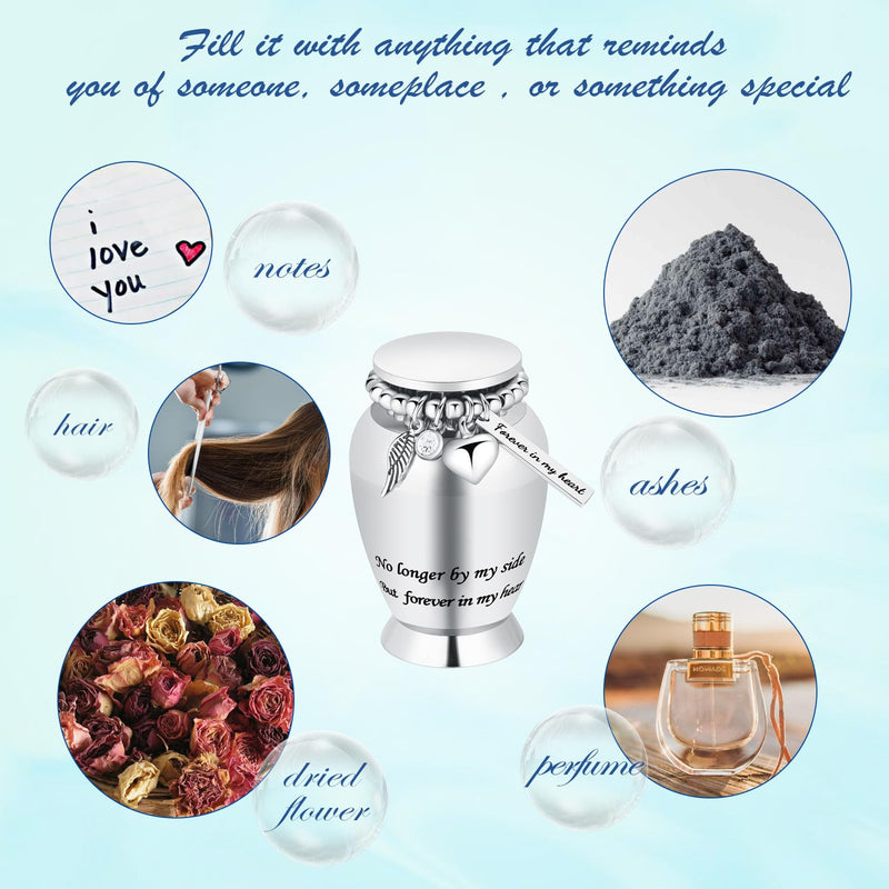 Small Urns for Human Ashes Keepsake Cremation Urn for Human Ashes with Wings Charm Mini Personal Funeral Urn for Pet (Silver Small Wings) Silver Small Wings - BeesActive Australia