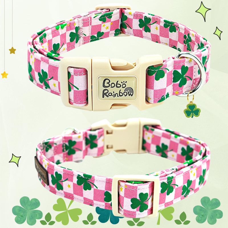 St Patrick's Day Dog Collar-Trefoil Dog Collar Spring Pet Collar Adjustable Cute Pet Collar Soft Pink Dog Collar Holiday Puppy Collar Geen Cotton Necklace Gift for Large Dogs Large (Pack of 1) TrefoilⅡ - BeesActive Australia