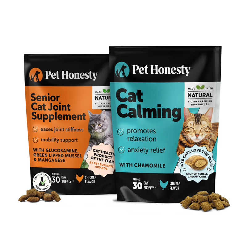 Cat Joint & Calming Support Virtual Bundle – Hip & Joint Health Chews + Calming Chews, 30 Day Supply Each