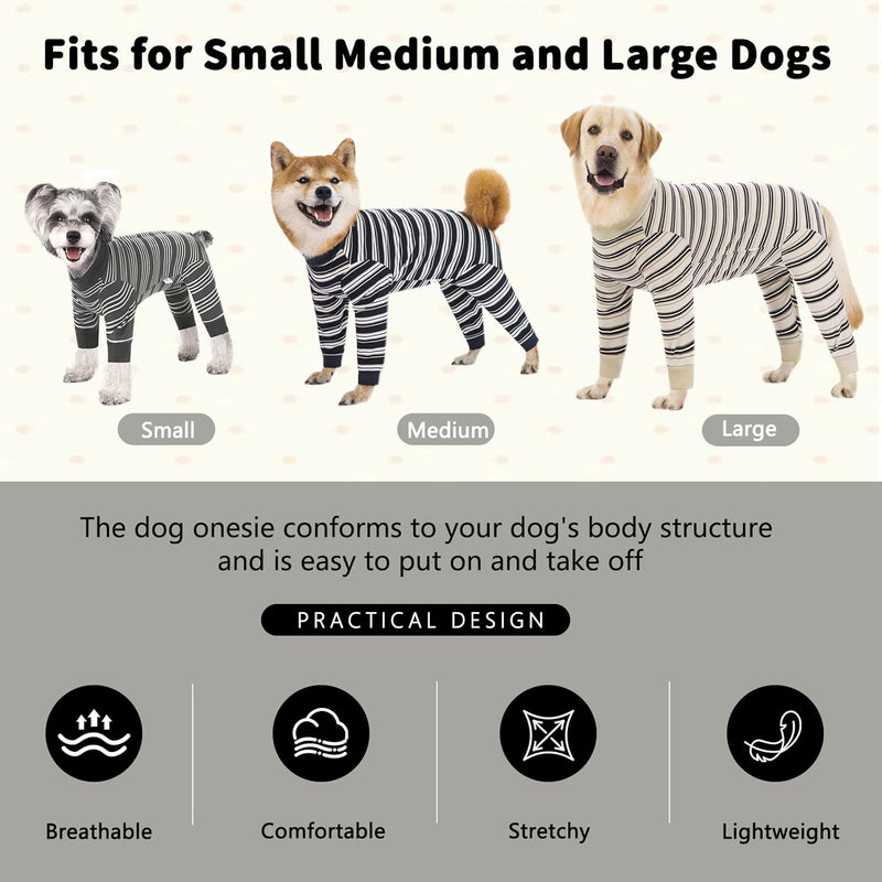 Dog Surgery Recovery Suit with Long Sleeves and Legs, Dog Romper with Zip, Full Body Coverage Pet Castration Suit, Dog Bodysuit After Surgery for Wound Protection (Beige, M) Beige