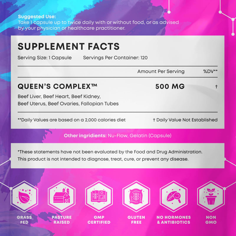 Beef Organ Supplement for Women - Formula of 6 Grass Fed Beef Organs - Liver, Heart, Kidney, Uterus, Ovaries - Supports Womens Hormone Balance, Energy, Health - Female Supplements, 120 Capsules