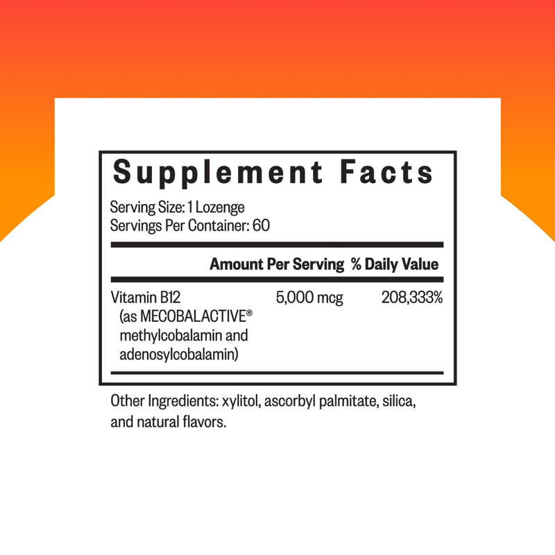 Seeking Health Methyl B12 5000, 5000 mcg B12 as Adenosylcobalamin and Methylcobalamin, Potent Formula Supports Healthy Metabolism, Methylation, Cognitive Health, Vegan and Vegetarian (60 lozenges)*