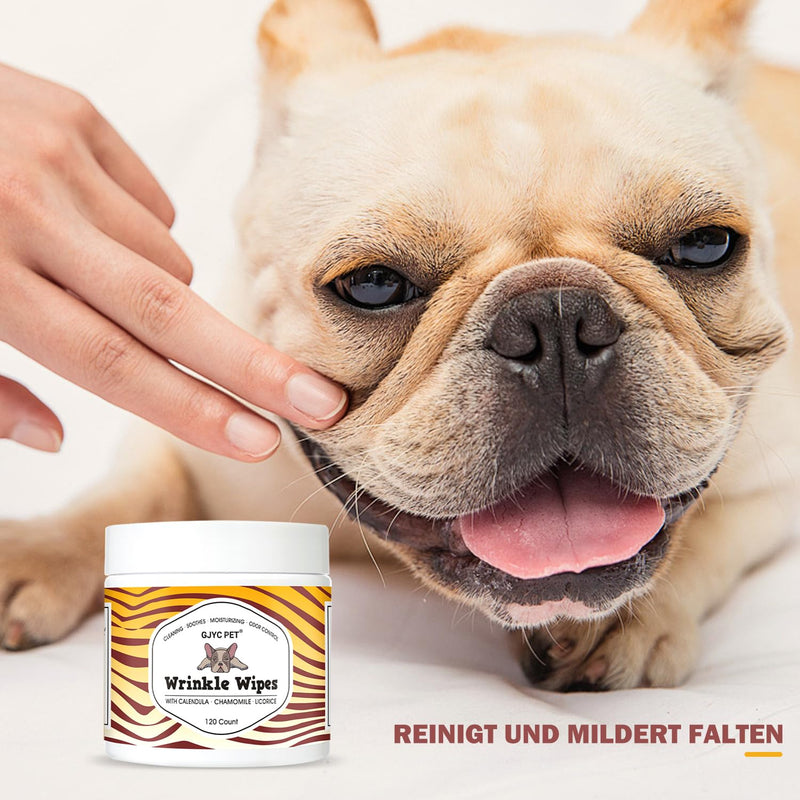Skin Wrinkle Cleaning Wipes for Bulldogs and Pugs, Wrinkle Care for Dogs, Gentle and Soothing for Wrinkles, Skin Folds, Tear Stains, Tail Pockets and Paws A - BeesActive Australia