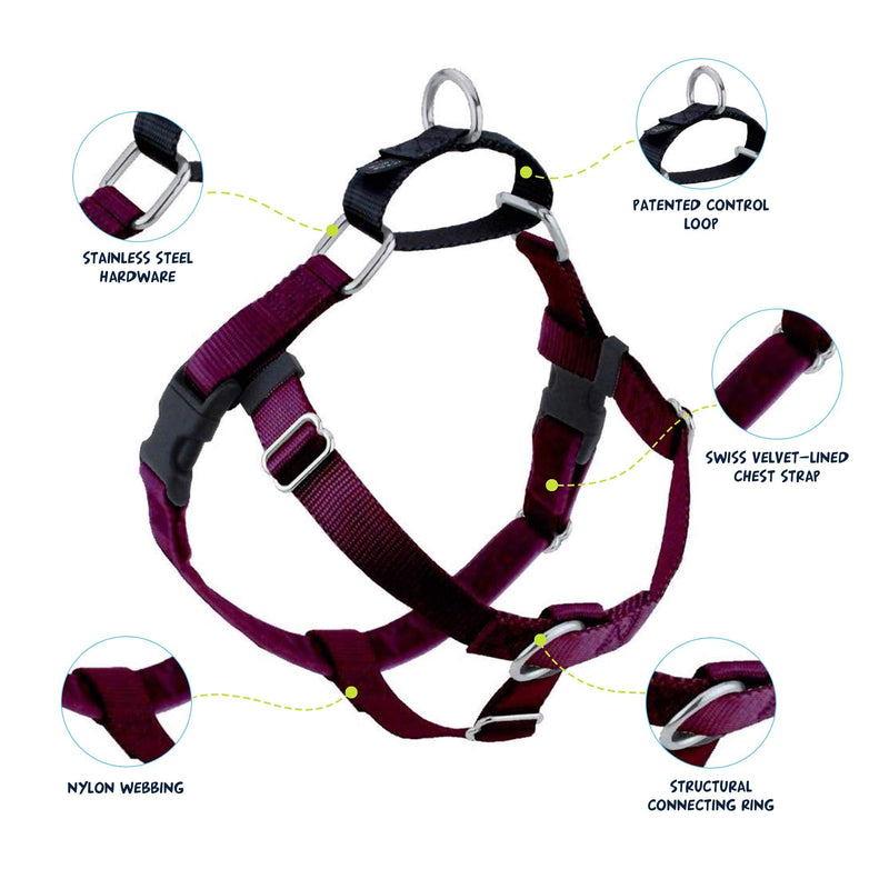 2 Hounds Design Freedom No Pull Dog Harness | Comfortable Control for Easy Walking | Adjustable Dog Harness | Small, Medium & Large Dogs | Made in USA | Solid Colors | 1" LG Burgundy LG (Chest 28" - 32") - BeesActive Australia