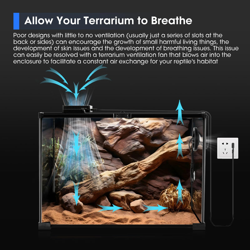 Reptile Terrarium Thermometer Hygrometer with Dehumidifier Ventilation Fan for Pet Rearing Box Reptile Tank LED Digital Thermometer and Humidity Gauge for Snake Bearded Dragon Gecko - BeesActive Australia